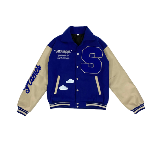 ( Blue )Introverts thoughts  varsity jacket
