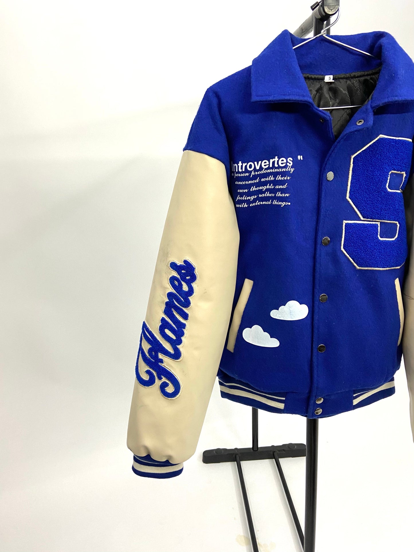 Introverts thoughts varsity jacket - theflames