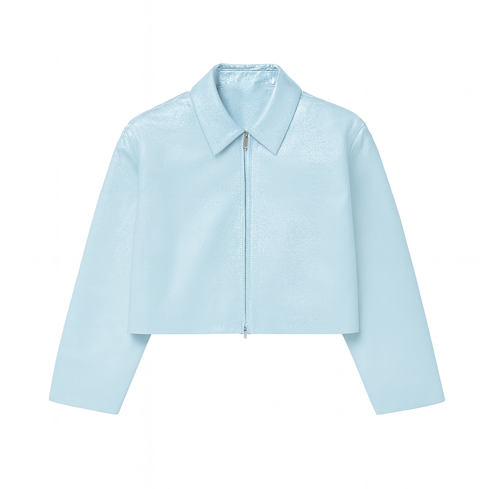 SKY BLUE LEATHER JACKET