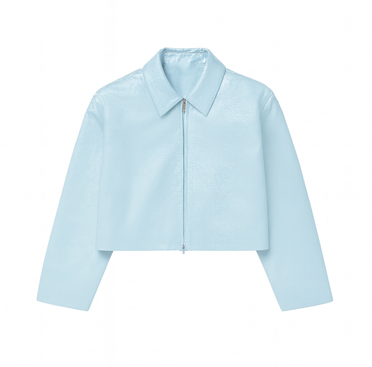 SKY BLUE LEATHER JACKET