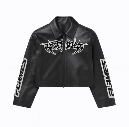 BLACK LEATHER RACING JACKET