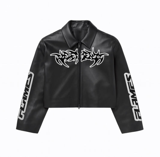 BLACK LEATHER RACING JACKET