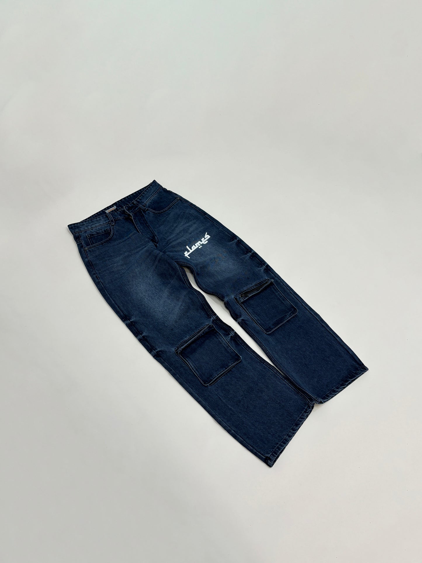 FLAMES DENIM CARGOS BLUE