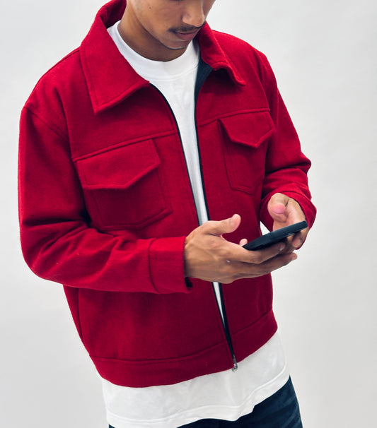 RED CROPPED JACKET