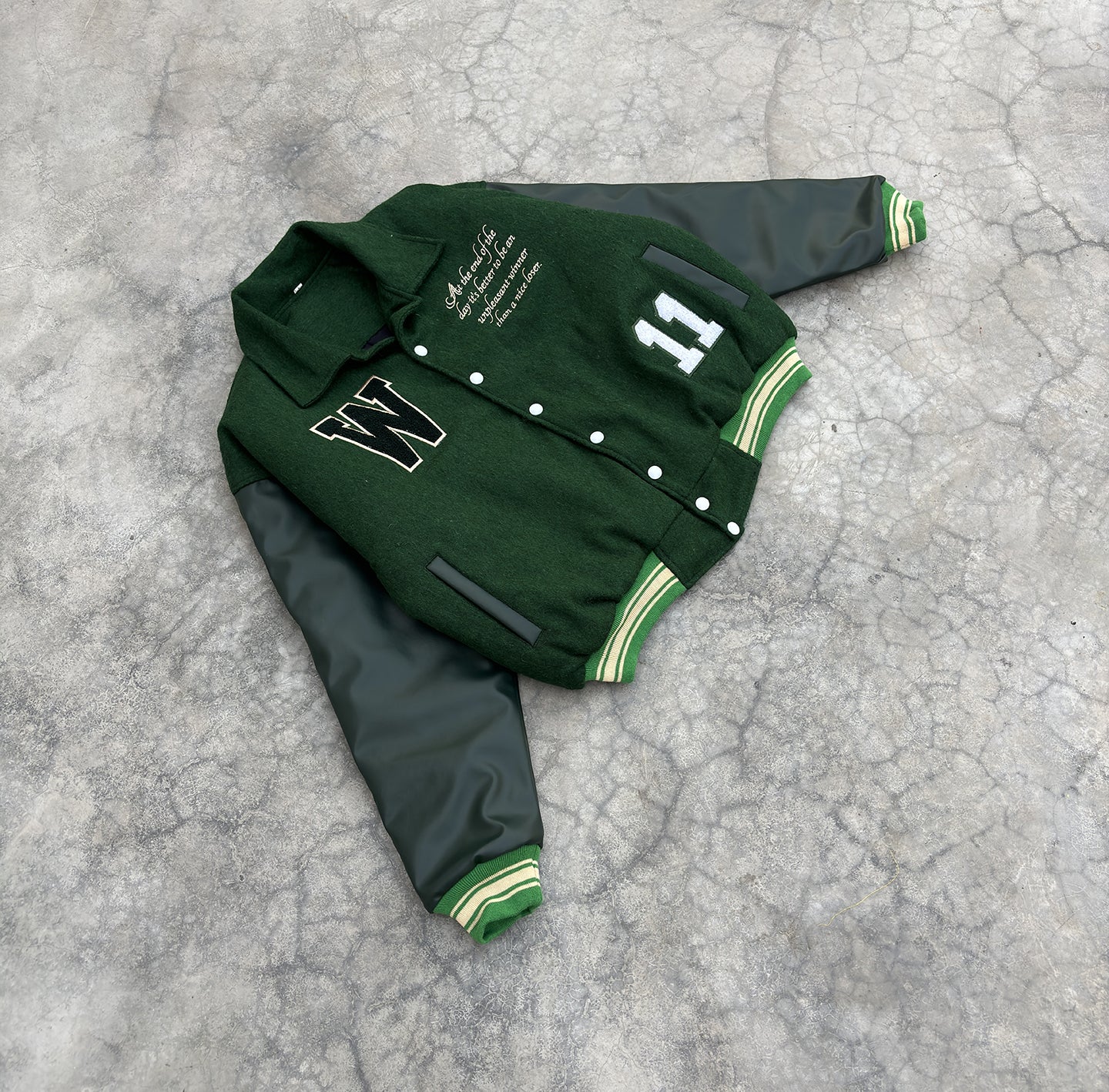 "GREEN VARSITY JACKET"